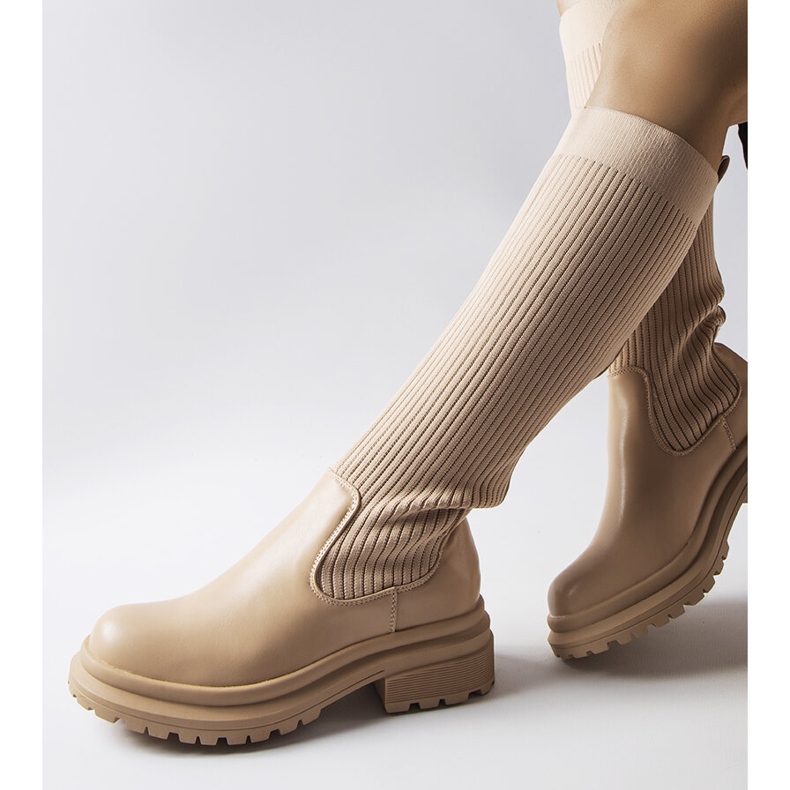Beige boots with elastic uppers from Montere 1