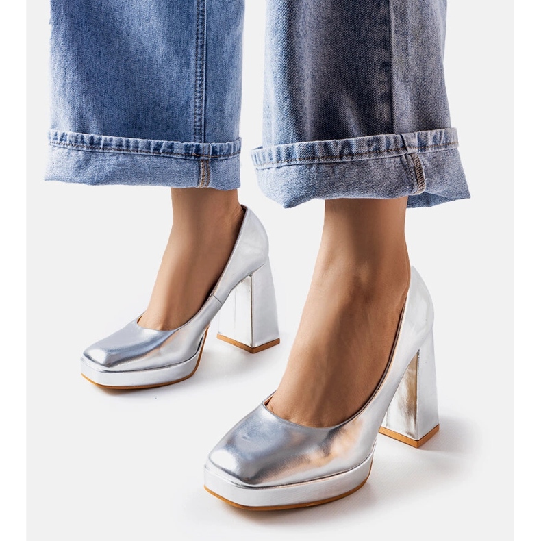 Silver high heel pumps from Mailly 1