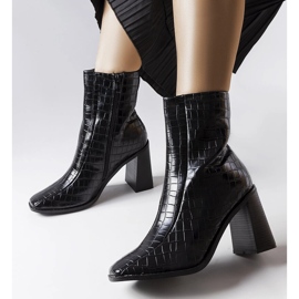 Black ankle boots with imitation crocodile skin from Belluci 1