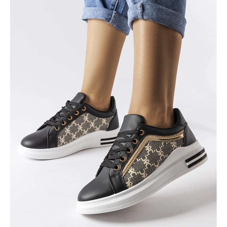 Inna Black sneakers with gold insert from Agostina 1