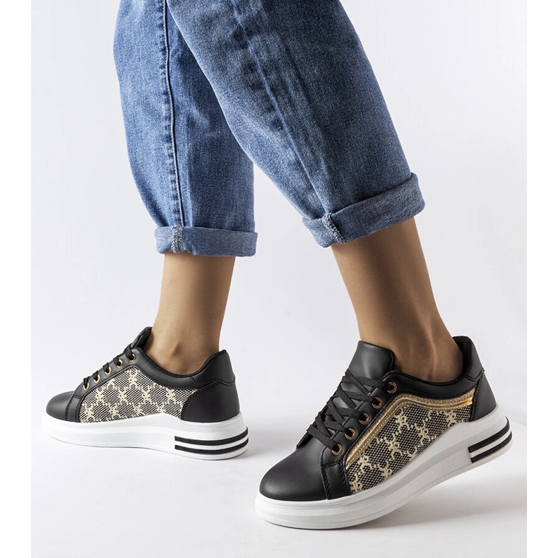 Inna Black sneakers with gold insert from Agostina 2