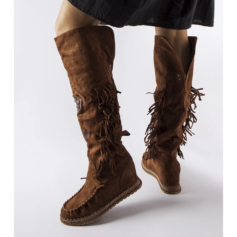 Inna Brown wedge boots from Cascia 1