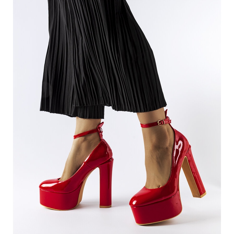 Red patent high heel pumps from Colle 1