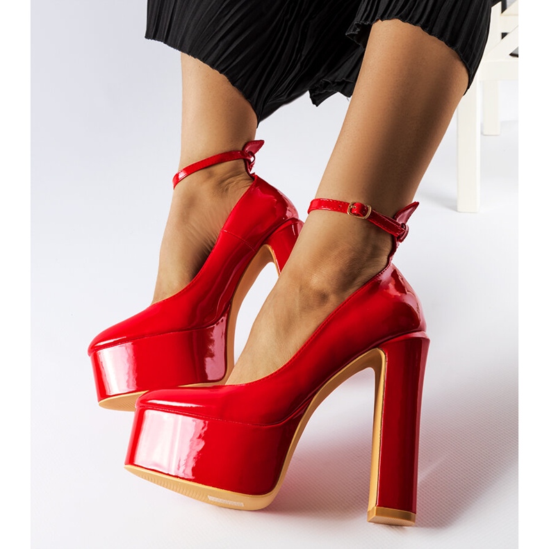 Red patent high heel pumps from Colle 2