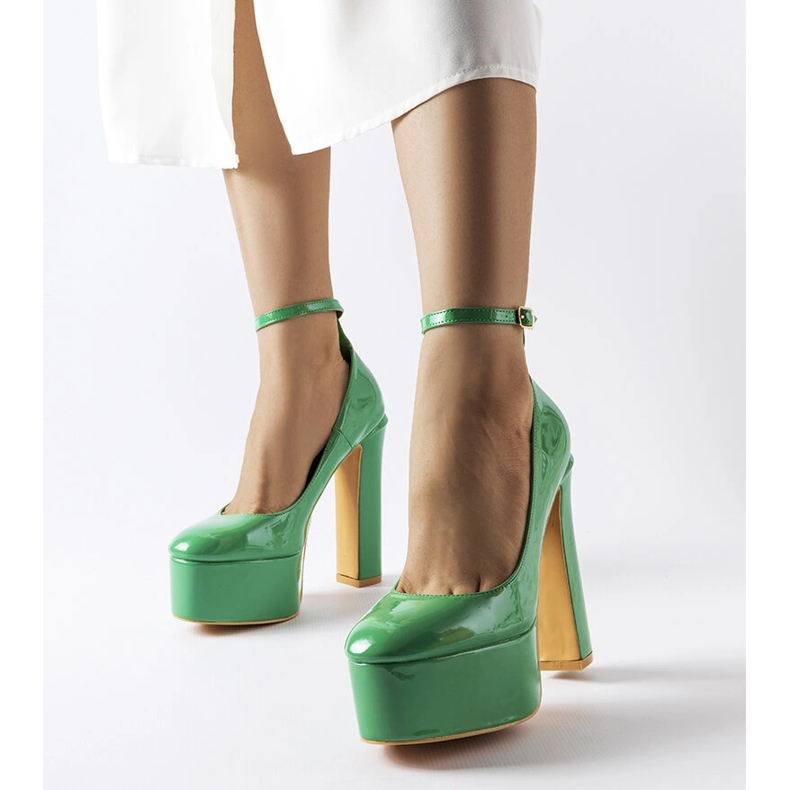 Green patent leather high heel pumps from Colle 1