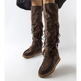 Brown wedge boots from Cascia 1