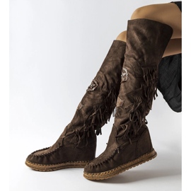 Brown wedge boots from Cascia 2
