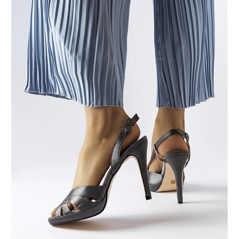 Alpaca gray high heel sandals grey 1