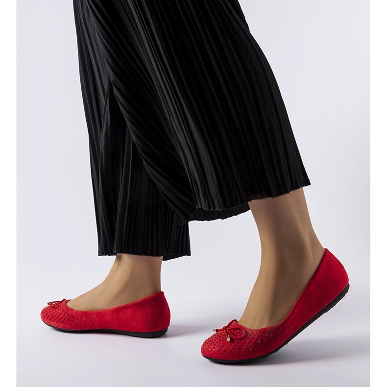 Red ballerinas with Larissa cubic zirconia 1
