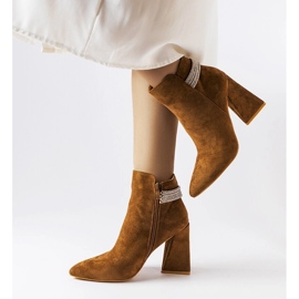 Brown ankle boots with zircons from Liviana 1