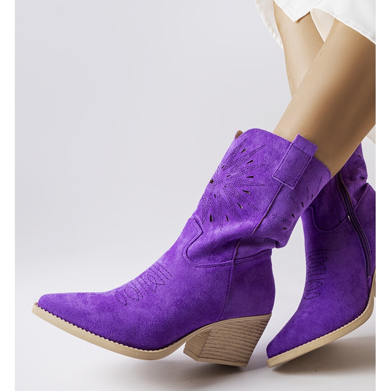 Violet openwork cowboy boots from Cieco purple 1