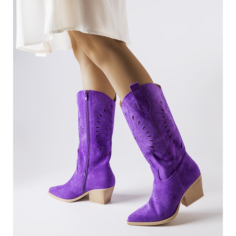 Purple openwork cowboy boots from Valdengo 1