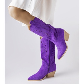 Purple openwork cowboy boots from Valdengo 2