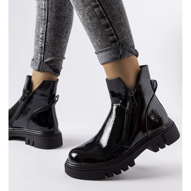 Ritte black lacquered insulated boots 1