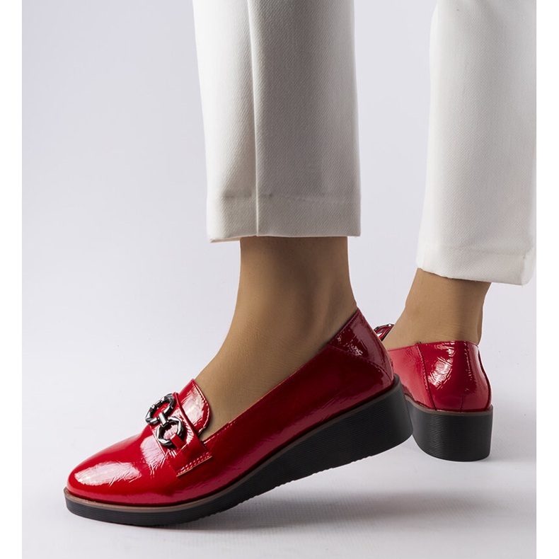 Inna Red patent wedge loafers from Erin 1