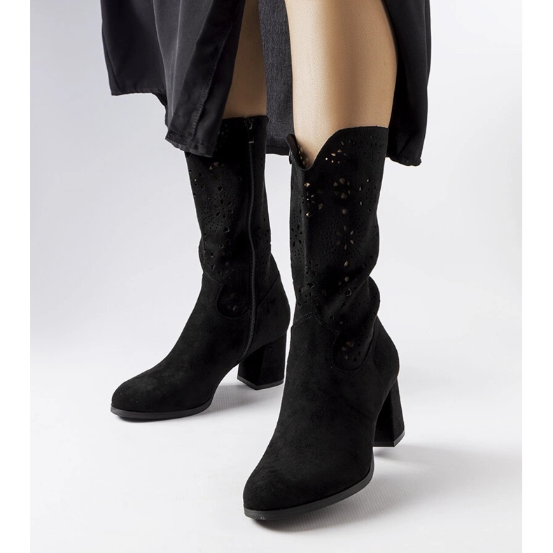 Black openwork ankle boots from Vergiate 1