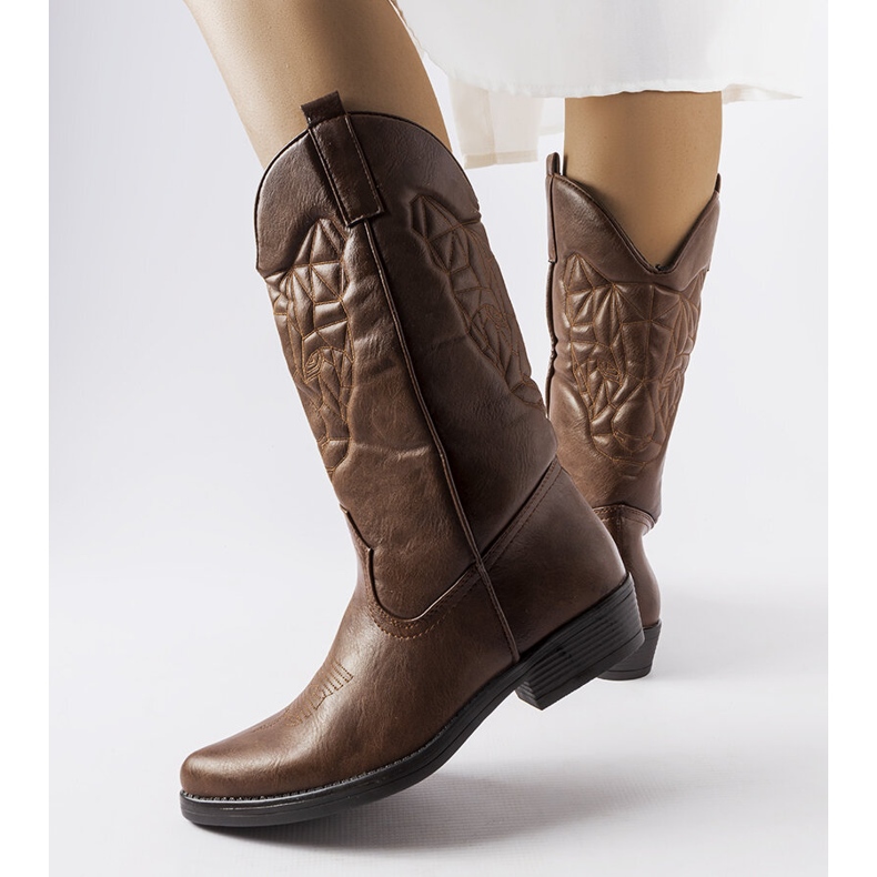 Brown flat cowboy boots from Simonetta 1