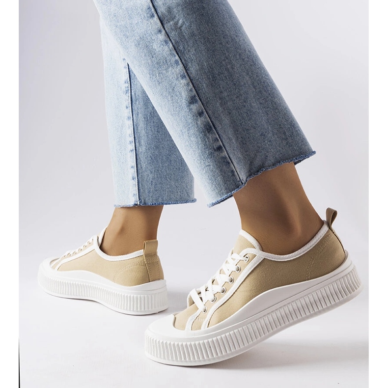 Beige platform sneakers from Alfianello 1