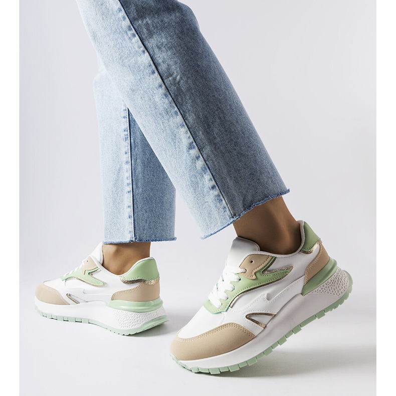 Inna White and green sneakers from Batilda 1