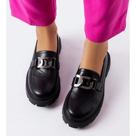Black elegant loafers with rhinestones from Mories 1