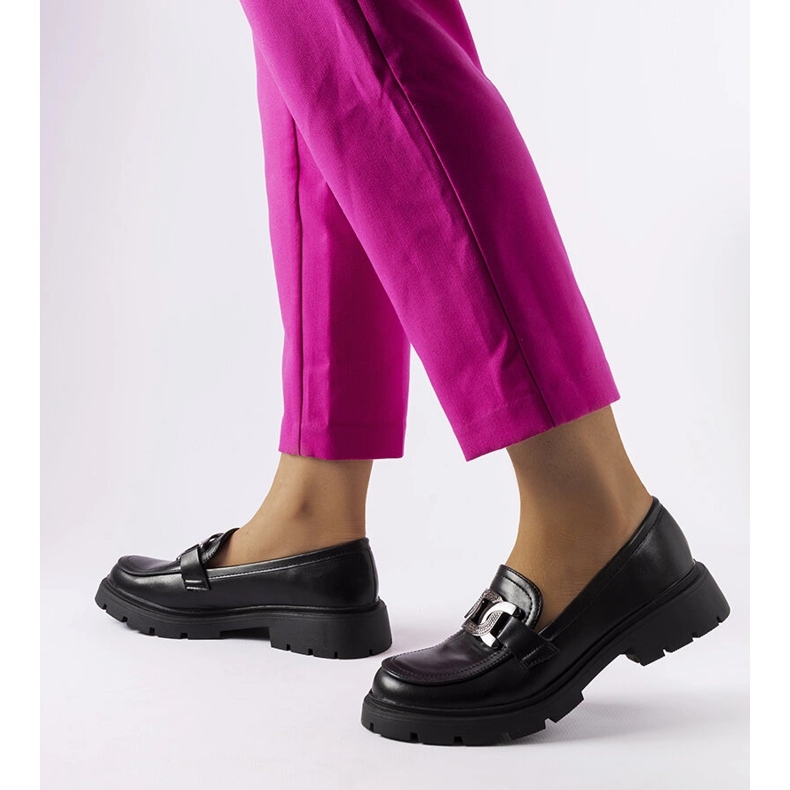 Black elegant loafers with rhinestones from Mories 2