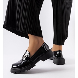 Inna Black patent loafers with rhinestones from Pineda 2