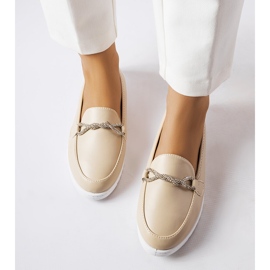 Beige loafers with rhinestones from Paola 1