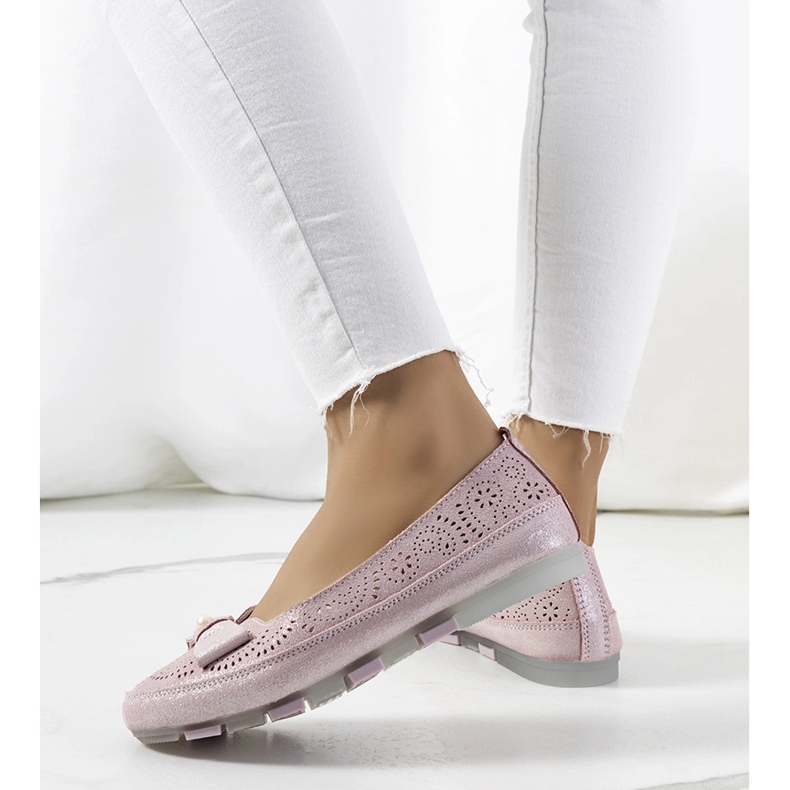 Catania pink leather loafers 1