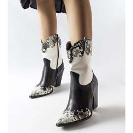 Semi black and white cowboy boots with snake inserts 1