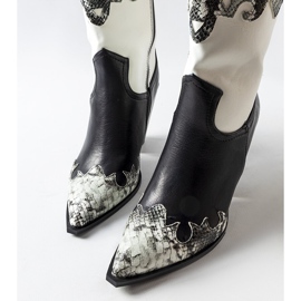 Semi black and white cowboy boots with snake inserts 2