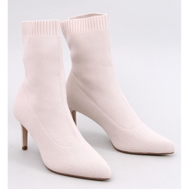 Donatella Beige sock heeled boots 1