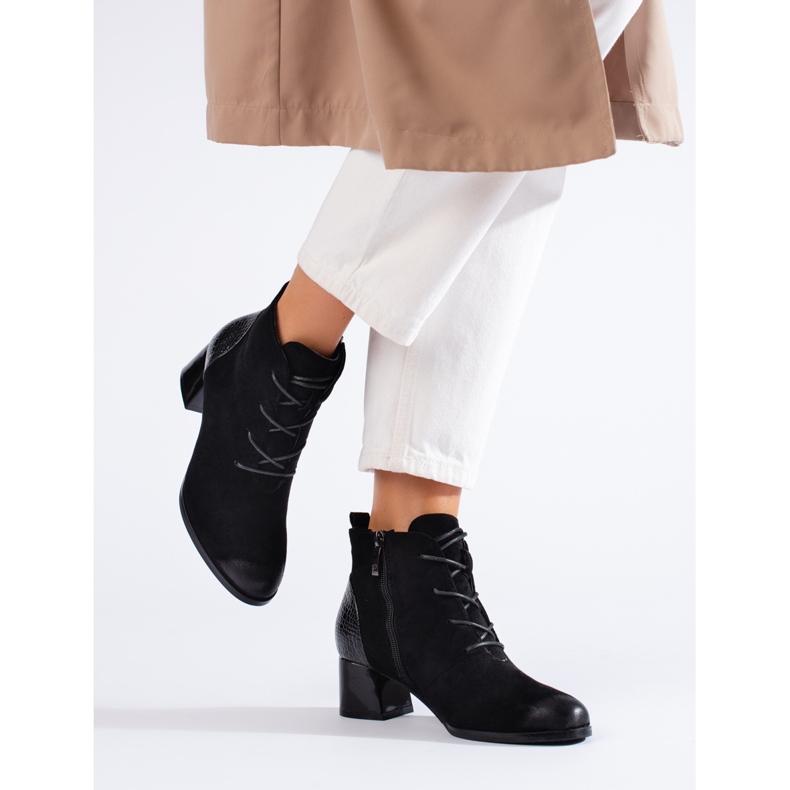 W. Potocki Women's boots Potocki black with lacing 1