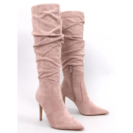Danielle Khaki classic high heel boots beige 1
