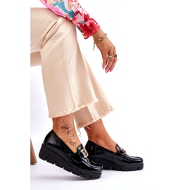 Lemar Patent leather moccasins with a decoration on the wedge, black 4