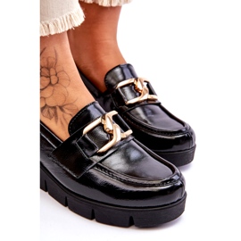 Lemar Patent leather moccasins with a decoration on the wedge, black 3