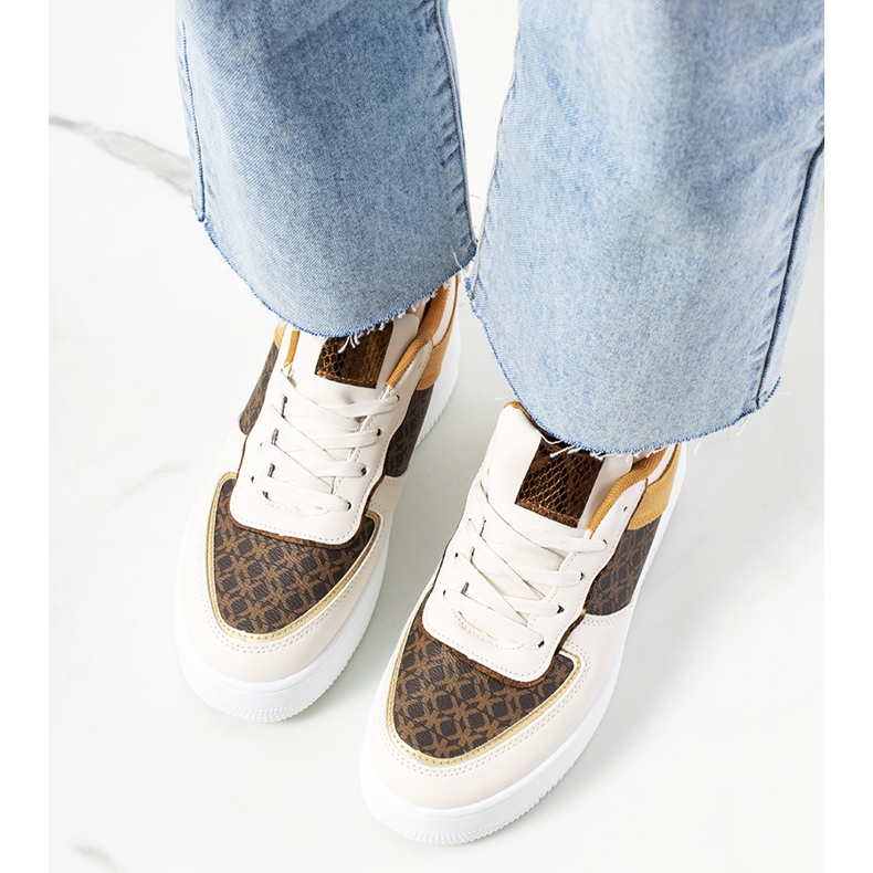 Beige women's Manal sneakers white brown 1 Beige women's Manal sneakers white brown 1