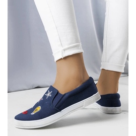 Navy blue sneakers with patches from Anais 1