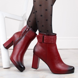 M. DASZYŃSKI Women's insulated red ankle boots with high heel and platform M.Daszyński AF125-19 1