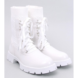 Tierr White sweater upper ankle boots 1