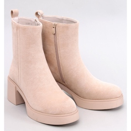Ruffin Beige stable heel ankle boots 1