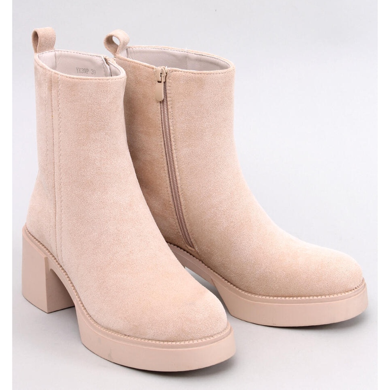 Ruffin Beige stable heel ankle boots 1