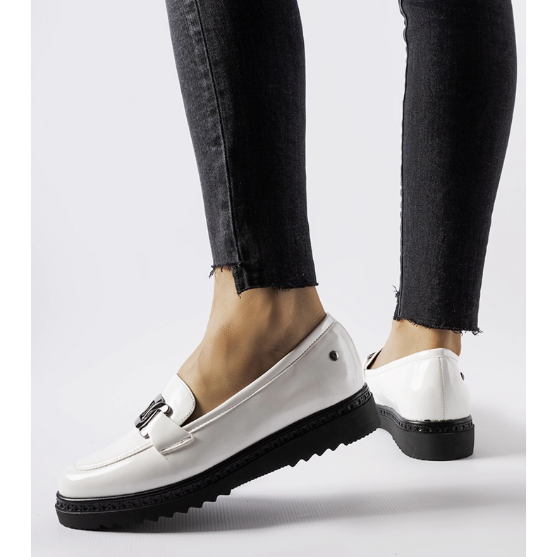 Inna White patent wedge loafers by Vinceza 1