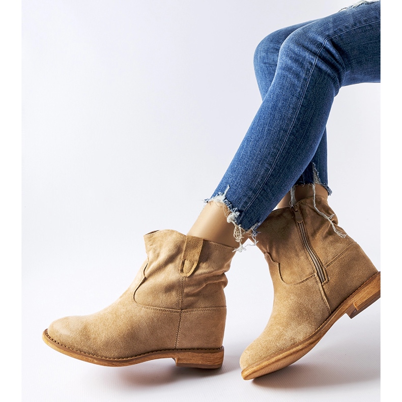 Beige ankle boots with a covered Cincinnati wedge 1