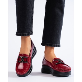 Shelovet women's burgundy patent loafers red 1