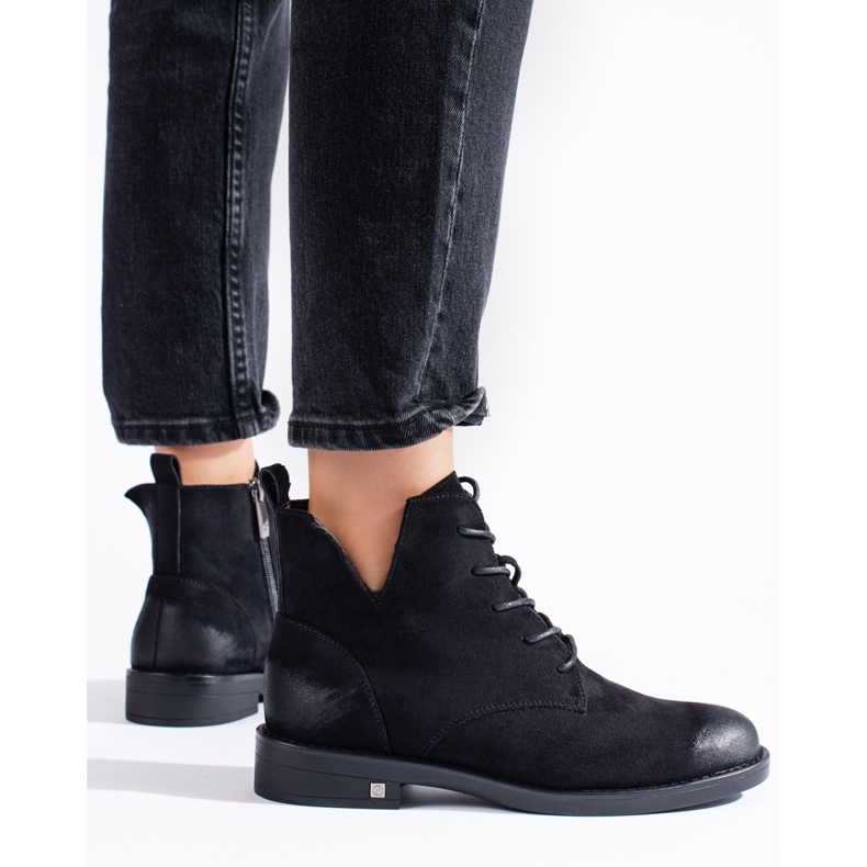 W. Potocki Potocki black suede lace-up ankle boots 2