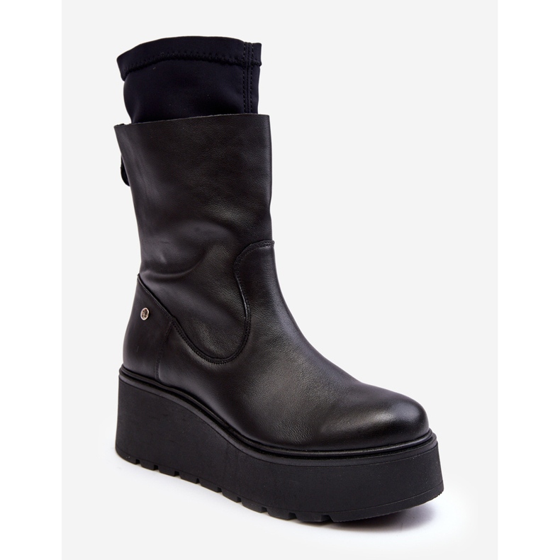 Women's Leather Ankle Boots on a Massive Platform Maciejka 06246-01 Black 2