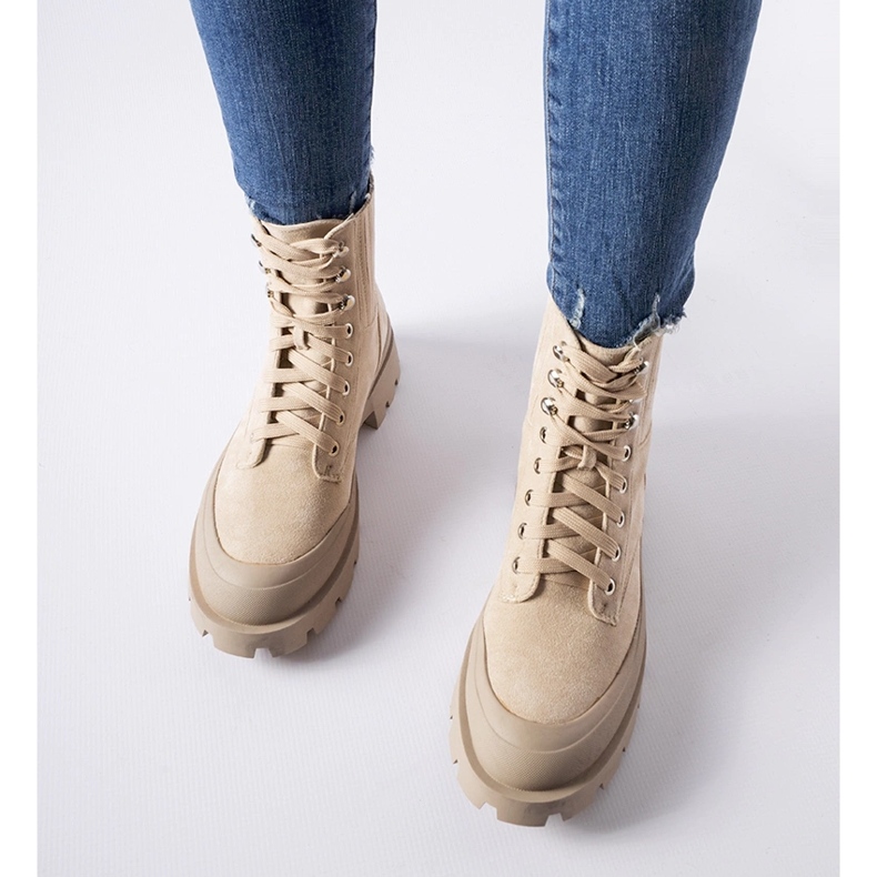Beige ankle boots made of Orson eco-suede 1