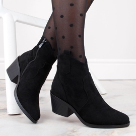 Suede women's cowboy boots with high heels, black S.Barski HY30-86A 1