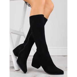 Women's insulated high-heeled suede boots, black Sergio Leone KZ212 1