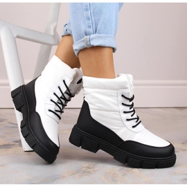 Women's lace-up, insulated snow boots, white, T.Sokolski Z23-389 1